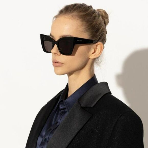 NEW Saint Laurent SL552 001 Black Cat Eye Women Sunglasses - Picture 1 of 13